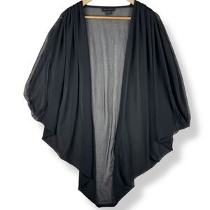 Sheer Black Kimono Cardigan Top Womens Size OS Chiffon Whimsigoth Ethereal Flowy